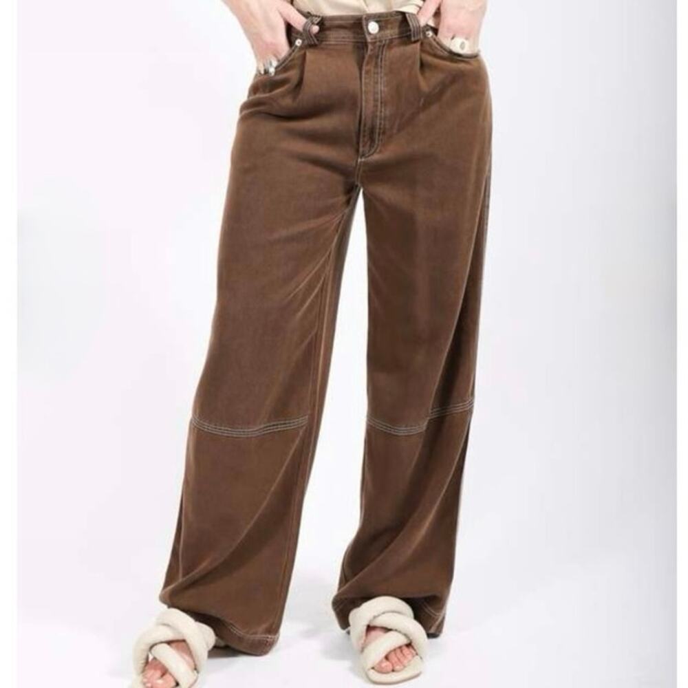 RODEBJER EILEEN RANCH COTTON PANTS IN DARK BROWN Large
